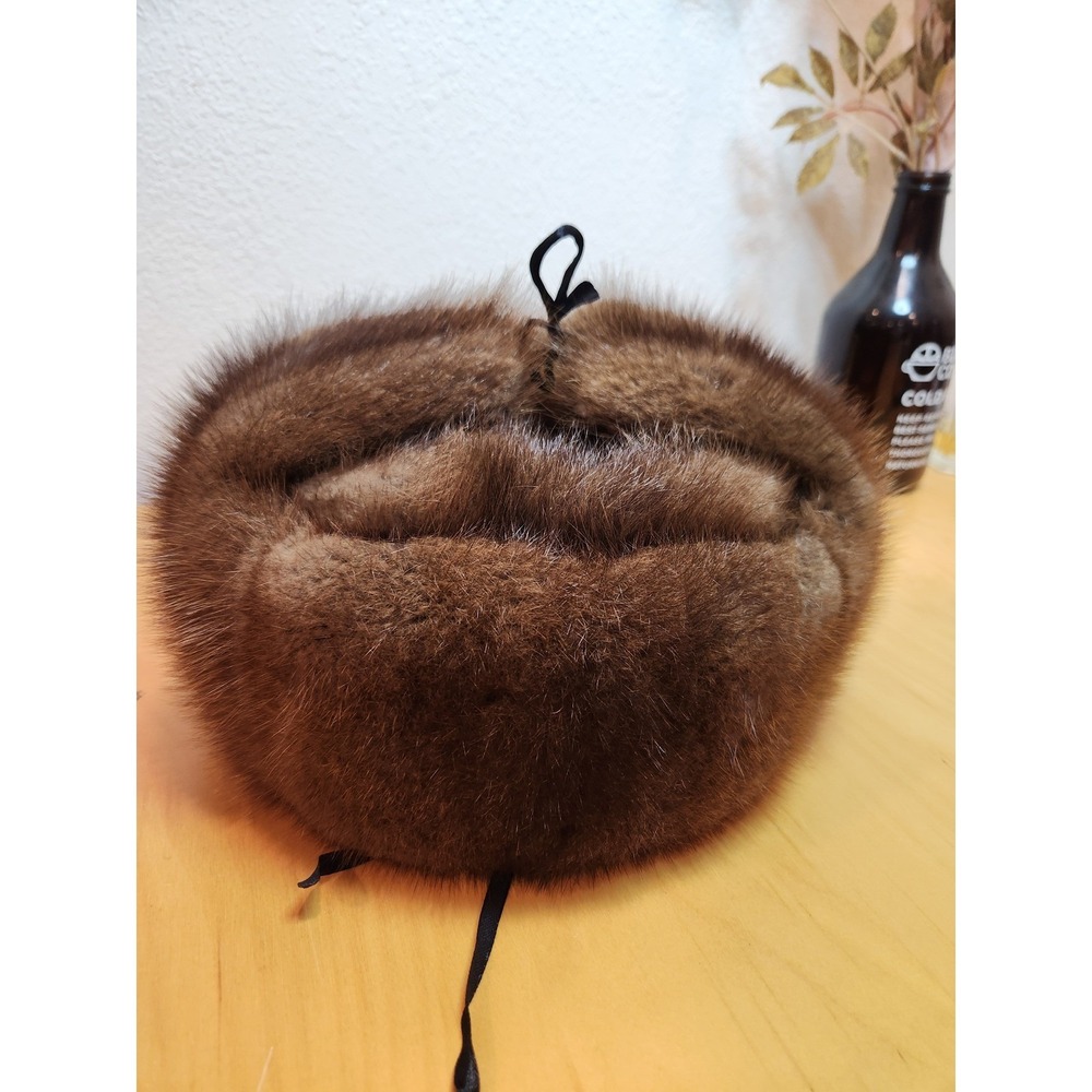 Vintage Russian Real Fur Ushanka Trapper Hat Brown MEXA ROCCNN Luxury Winter
